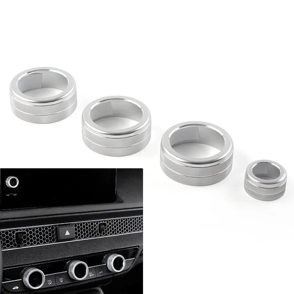 4X AC Climate Control Ring Cover for Honda Civic (2022–Present) Silver