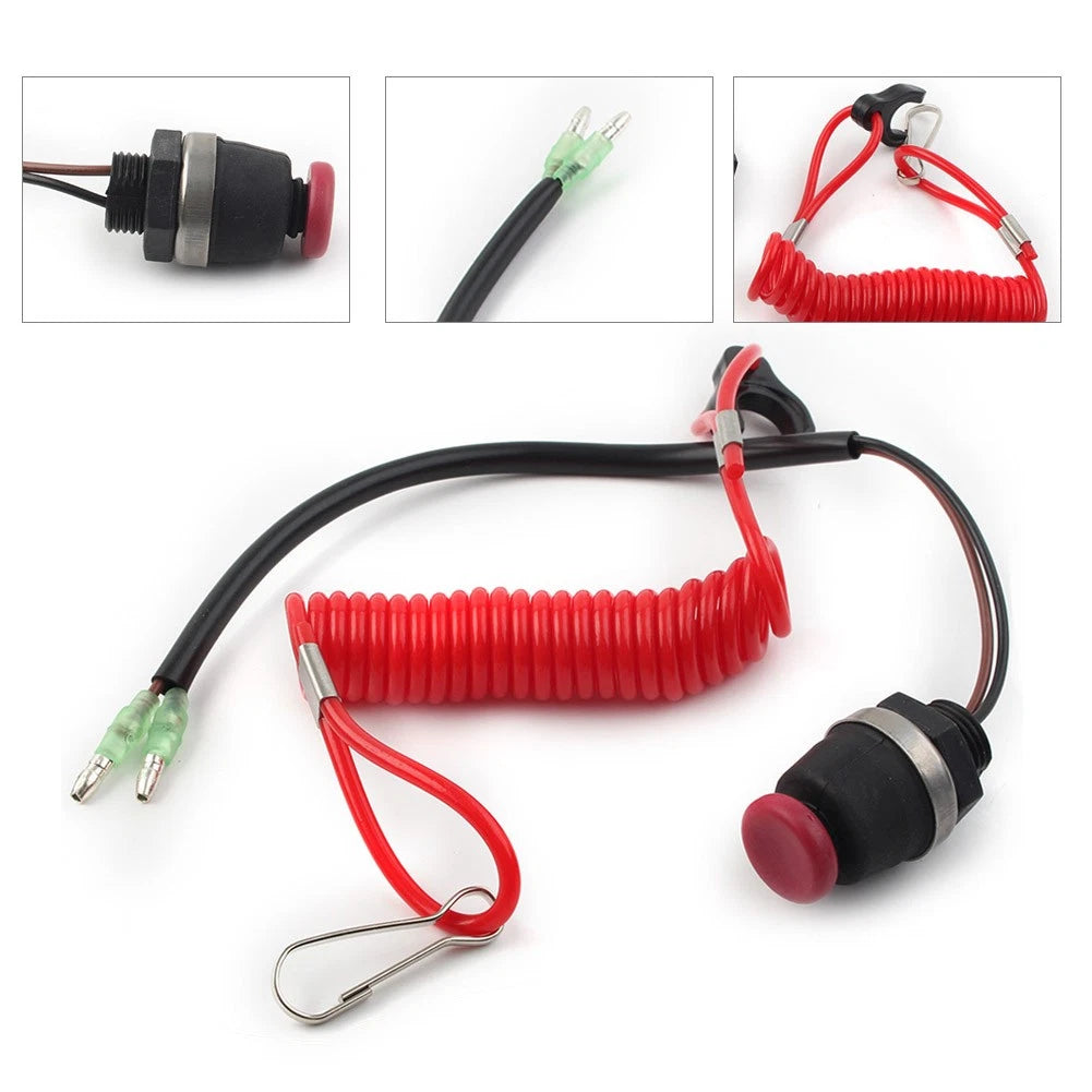 Outboard Engine Cord Lanyard Kill Switch Safety Tether for Motorboat