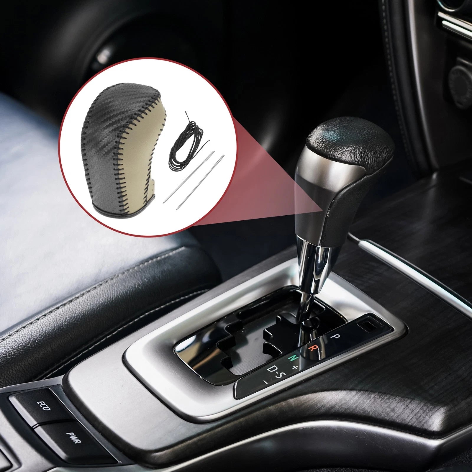 Gear Shift Knob Cover Replacement for Hyundai Tucson (2015–2018) Black Beige