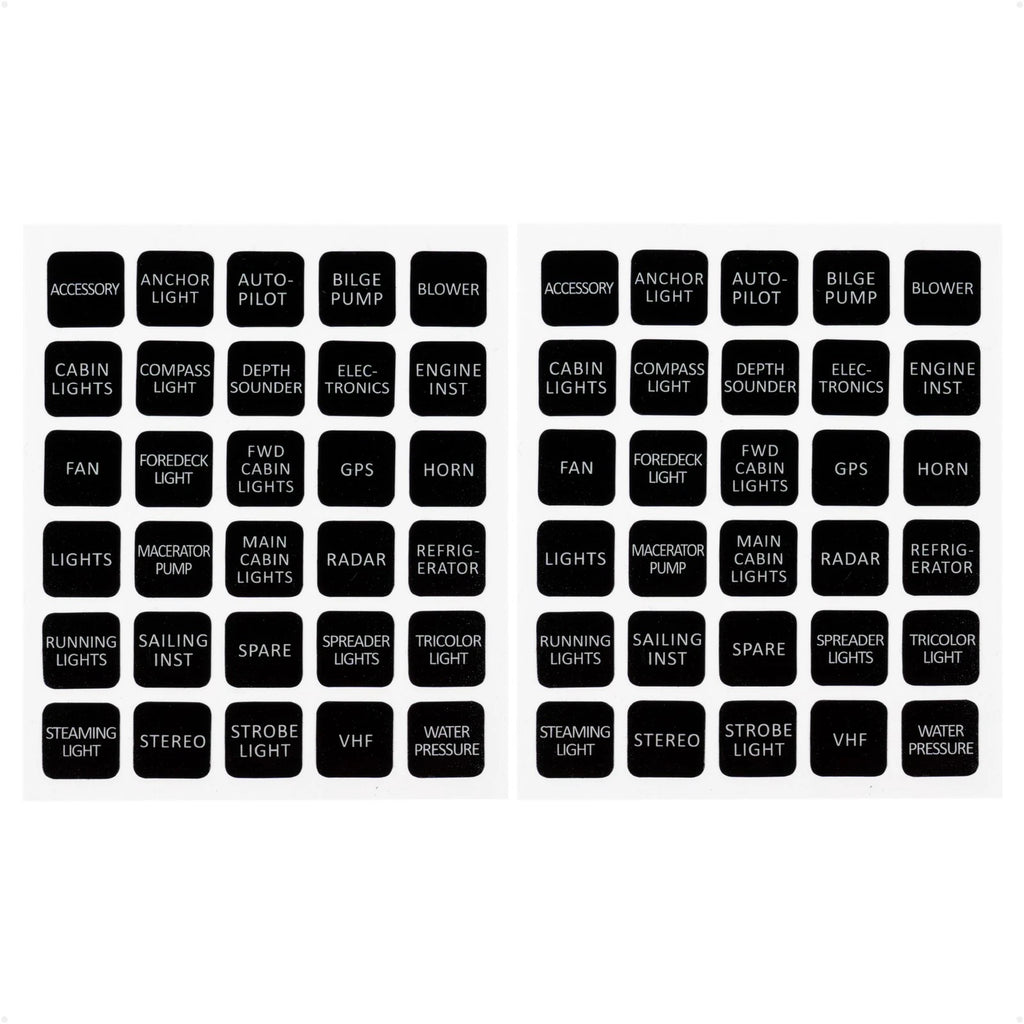 2X Marine Dashboard Decal Label Kit for Boat Switch Panel (30 Pcs)