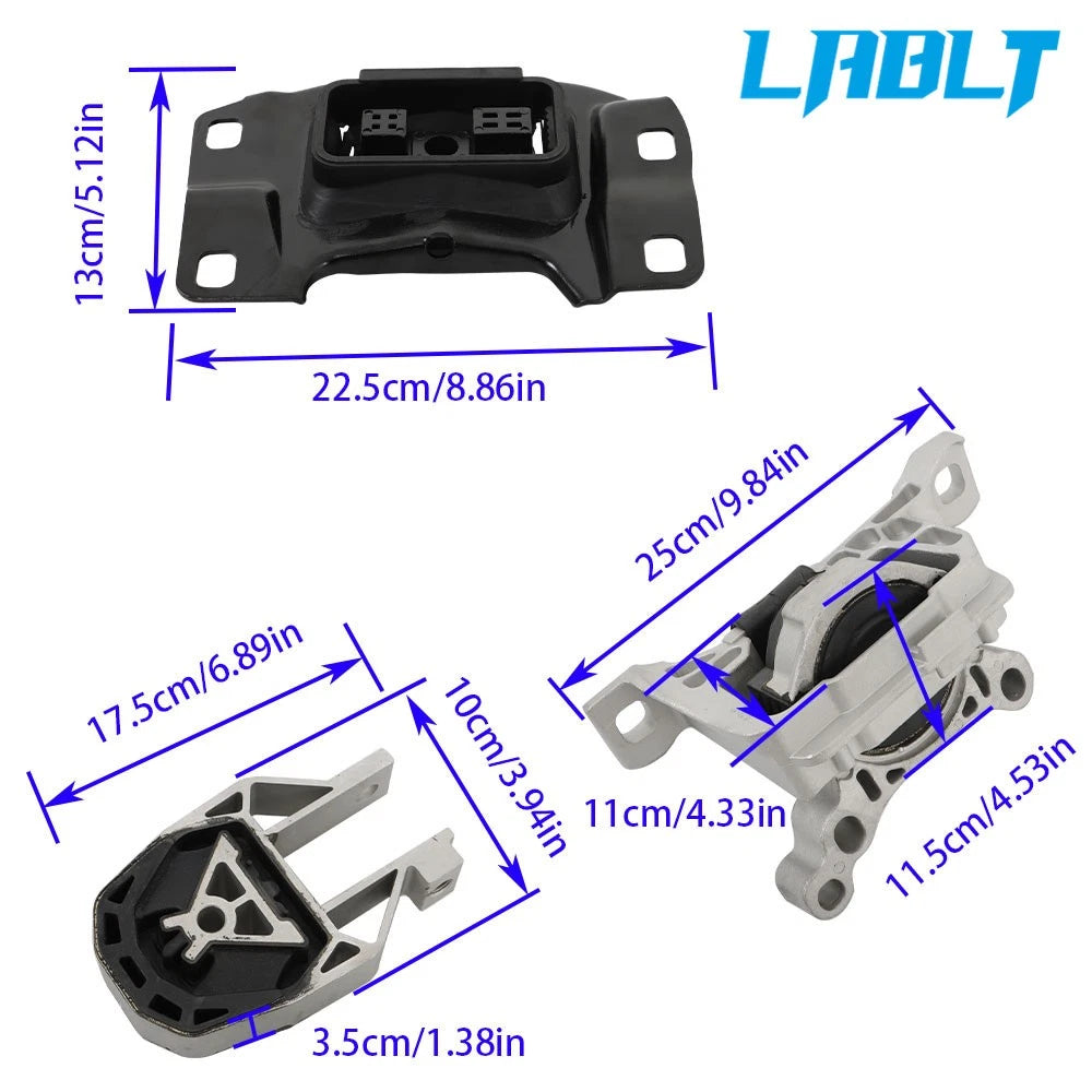 3X Motor & Trans Mount Kit for Ford Escape, Transit Connect 1.5L, 1.6L (2013–2019)