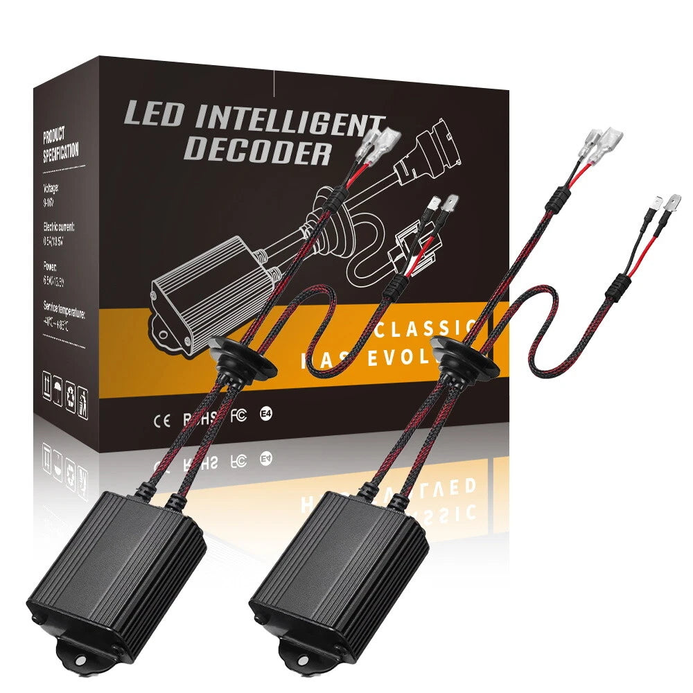 2X H1 H3 LED Headlight Canbus Decoder for Universal Applications