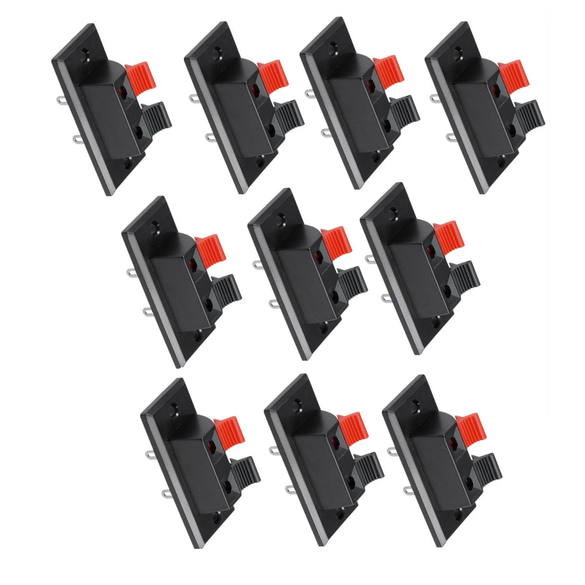 10 Pcs 2 Way Push Release Connector Plate for Stereo Speaker Terminal Strip