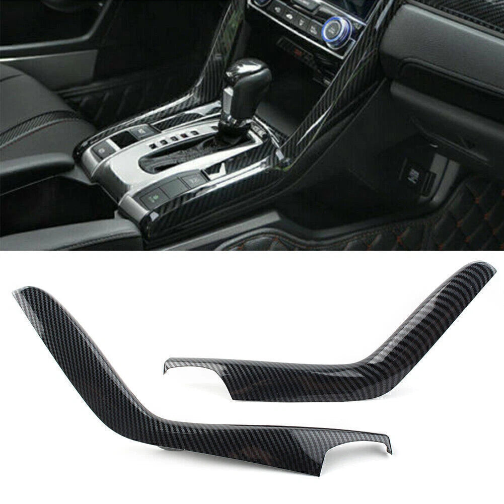 Carbon Fiber Gear Shift Panel Stripe Cover Trim for Honda Civic (2016–2018)