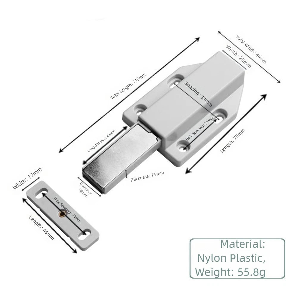 Cabinet Door Push Open Latches with Magnet - Set of 4