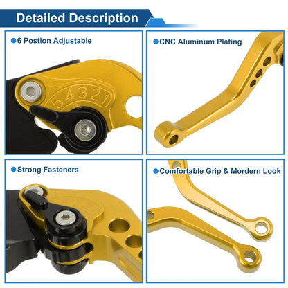Short Brake Clutch Levers for Yamaha MT-10/FZ-10 (2017–2021) - Gold Tone