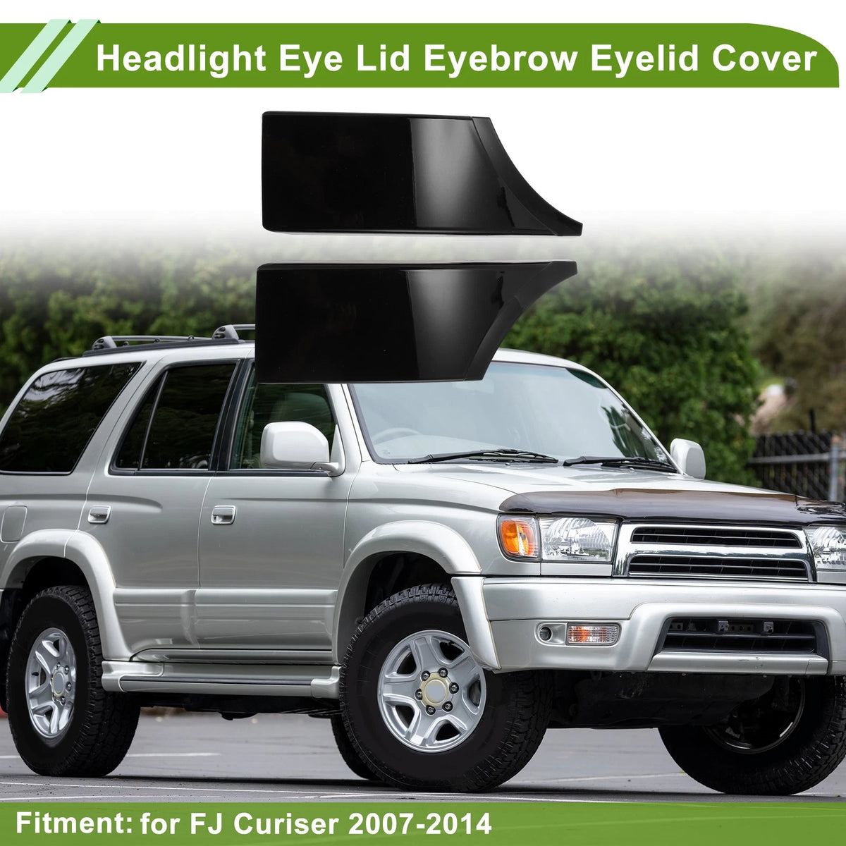 Headlight Eyebrow Eyelid Cover for FJ Cruiser (2007–2021) - Black