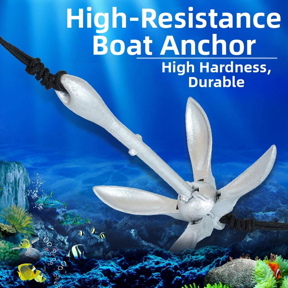 2.5kg Galvanized Foldable Steel Boat Anchor with 20m Rope for Inflatable Boats