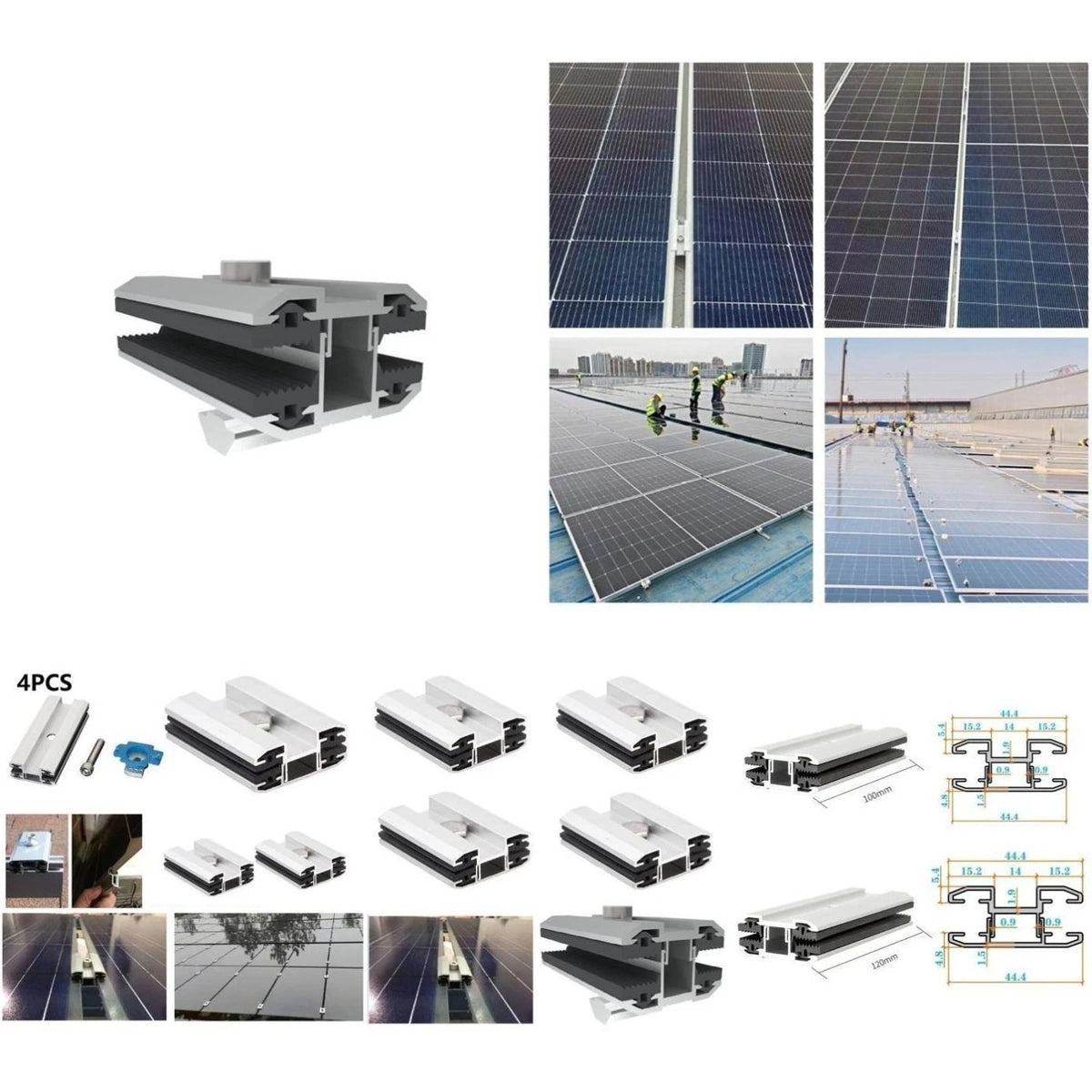 4X Solar Panel Centre Clamp with Pre Drilled Holes for Quick Installation