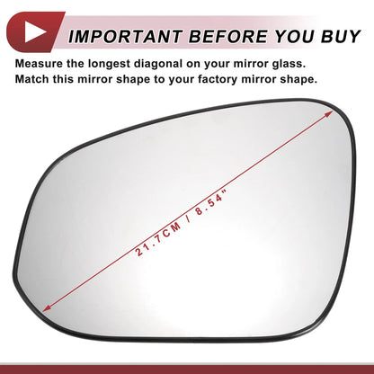 Heated Left Driver Side Mirror Glass Replacement for Toyota RAV4 (2019–2022)