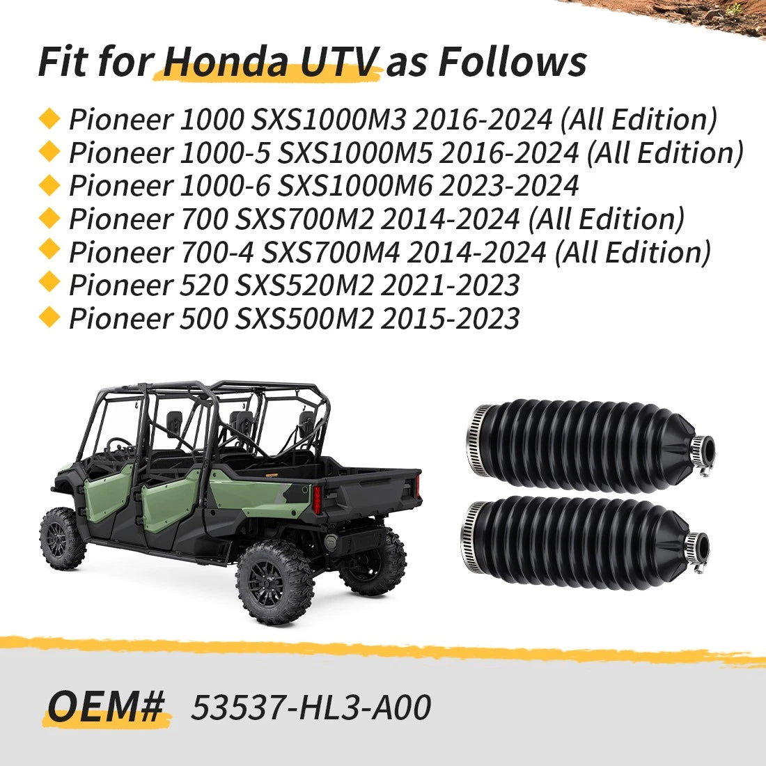 2 Tie Rod Boots for Honda Pioneer 700, 700-4, SXS700M2 (2014–2024)