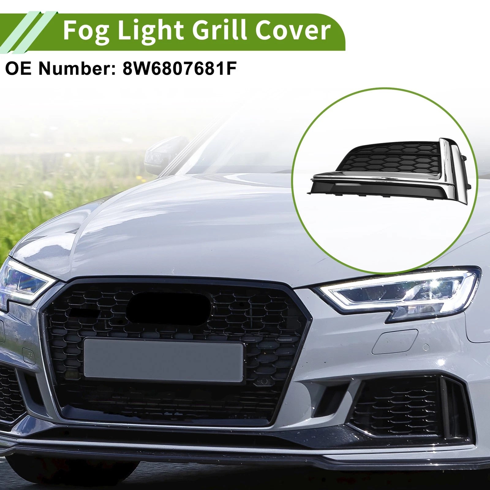 Left Front Fog Light Grill Replacement for Audi A5 S5 (2017–2020)