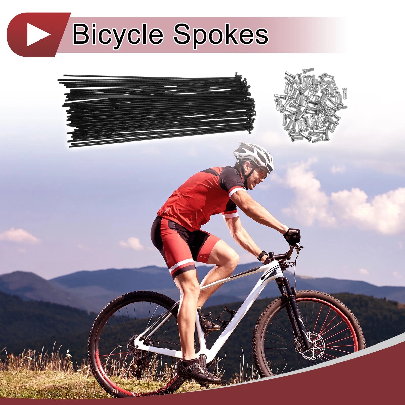 Bicycle Spoke 207mm Set for 14G Carbon Steel Black Wheels (72-Pack)