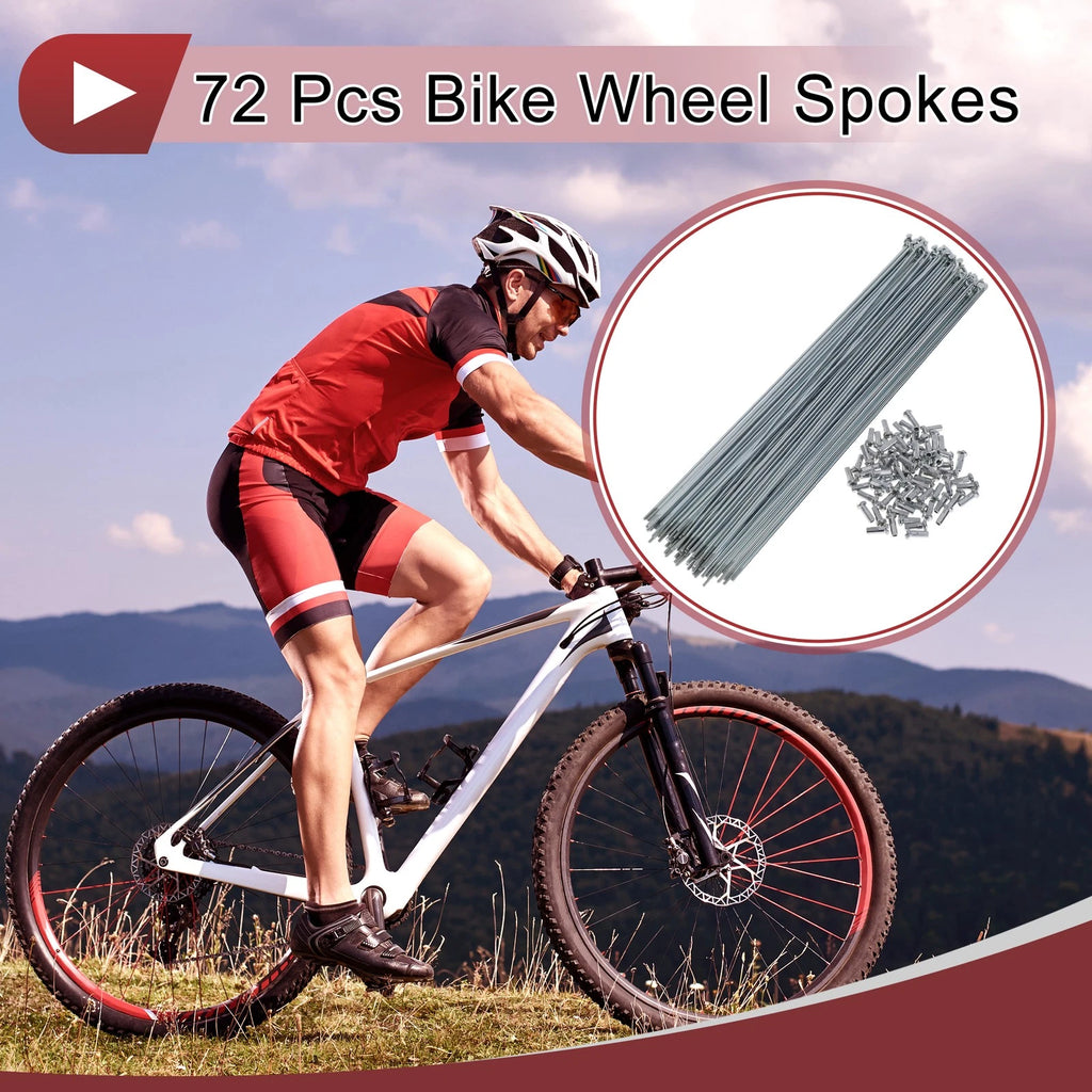 Bicycle Spokes Set 247mm Carbon Steel Galvanized for 14G Wheel (72)