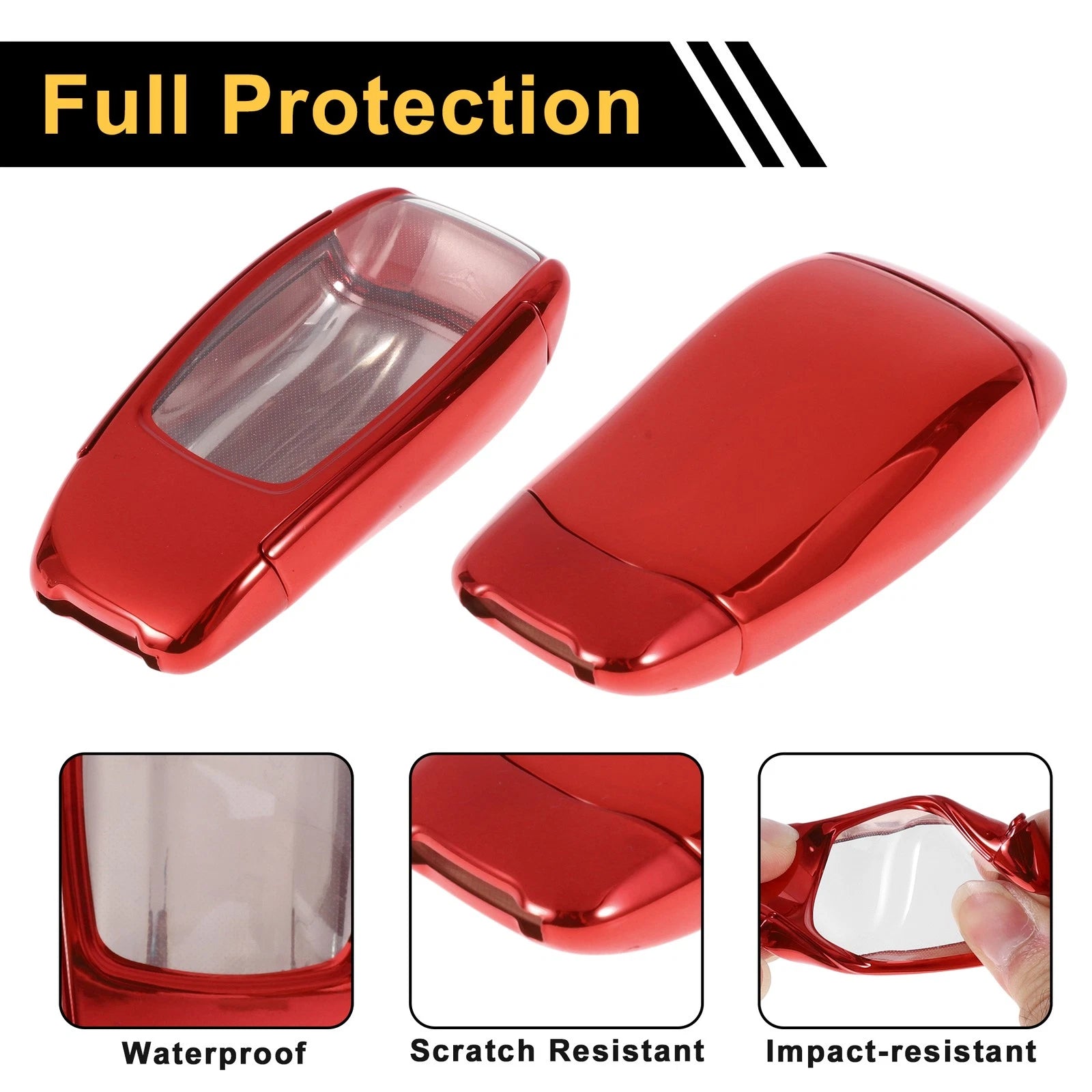 Red TPU Car Key Case for Mercedes Benz E Class (2017) 3 Buttons