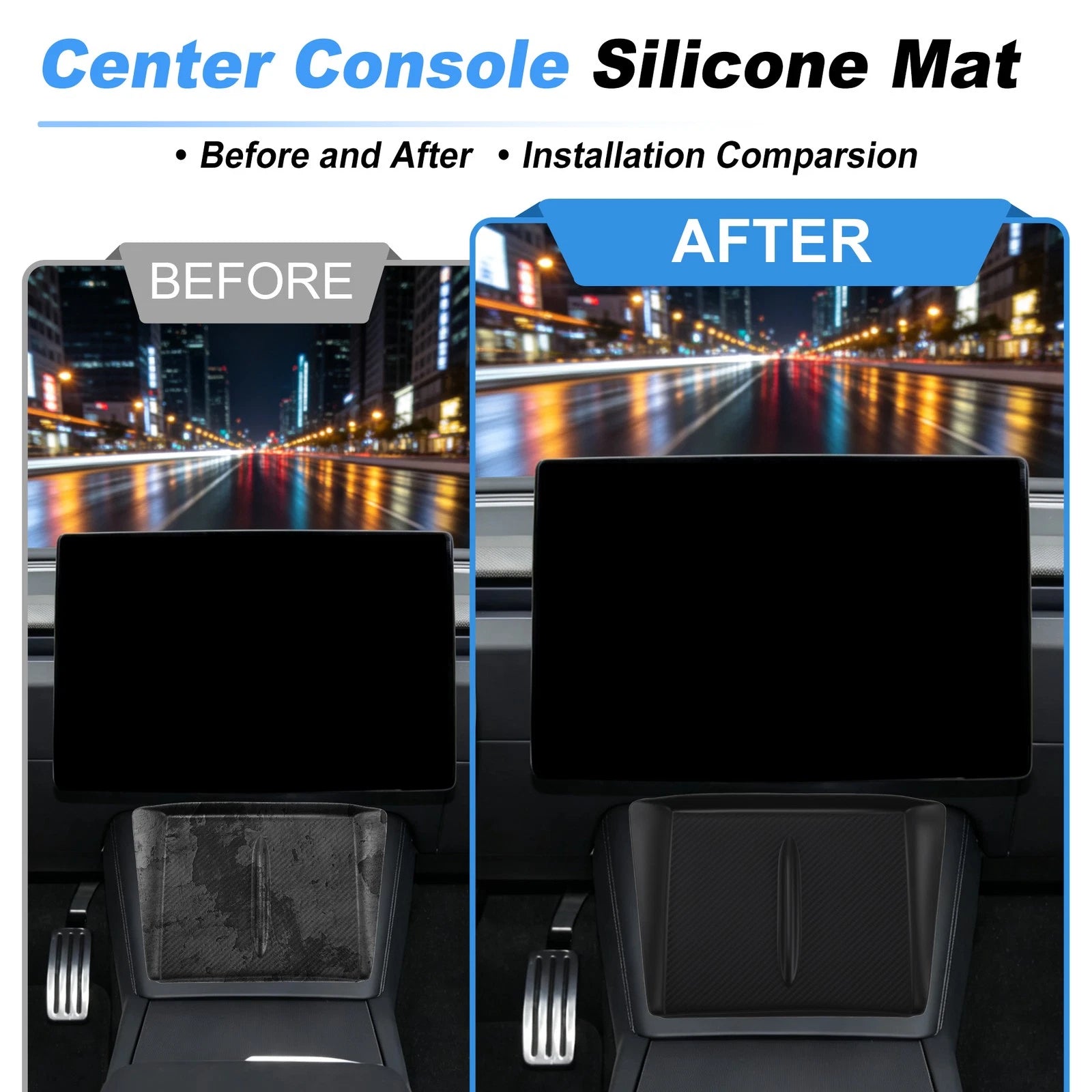 Center Console Silicone Mat for Tesla Model 3 (2024–2026) Wireless Charging Pad