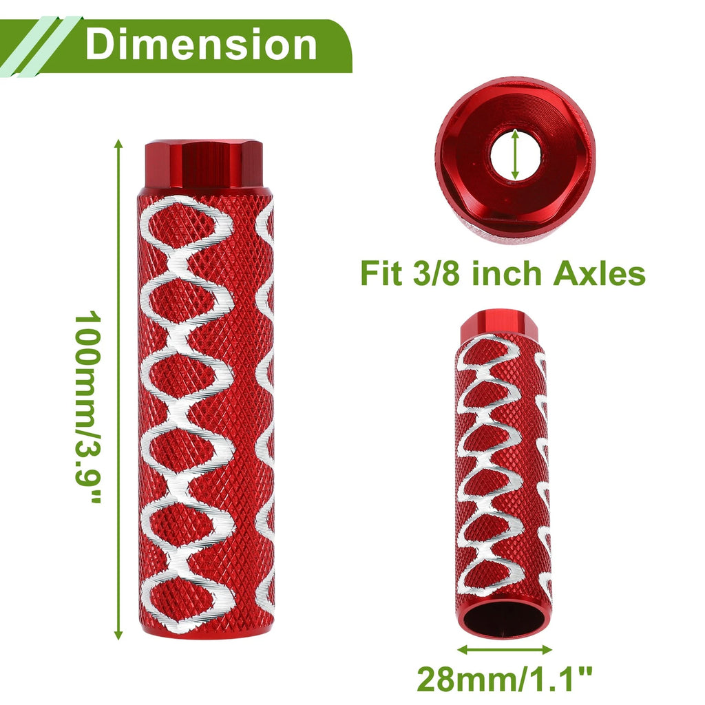 Bike Foot Pegs 100mm Circle Texture Replacement for Red (2 Pack)
