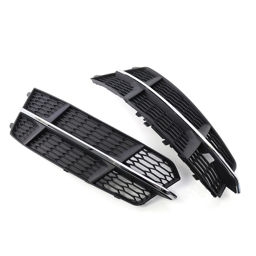 Front Bumper Lower Side Grille for Audi A6 C7 SLine (2014–2018) Black Chrome Pair