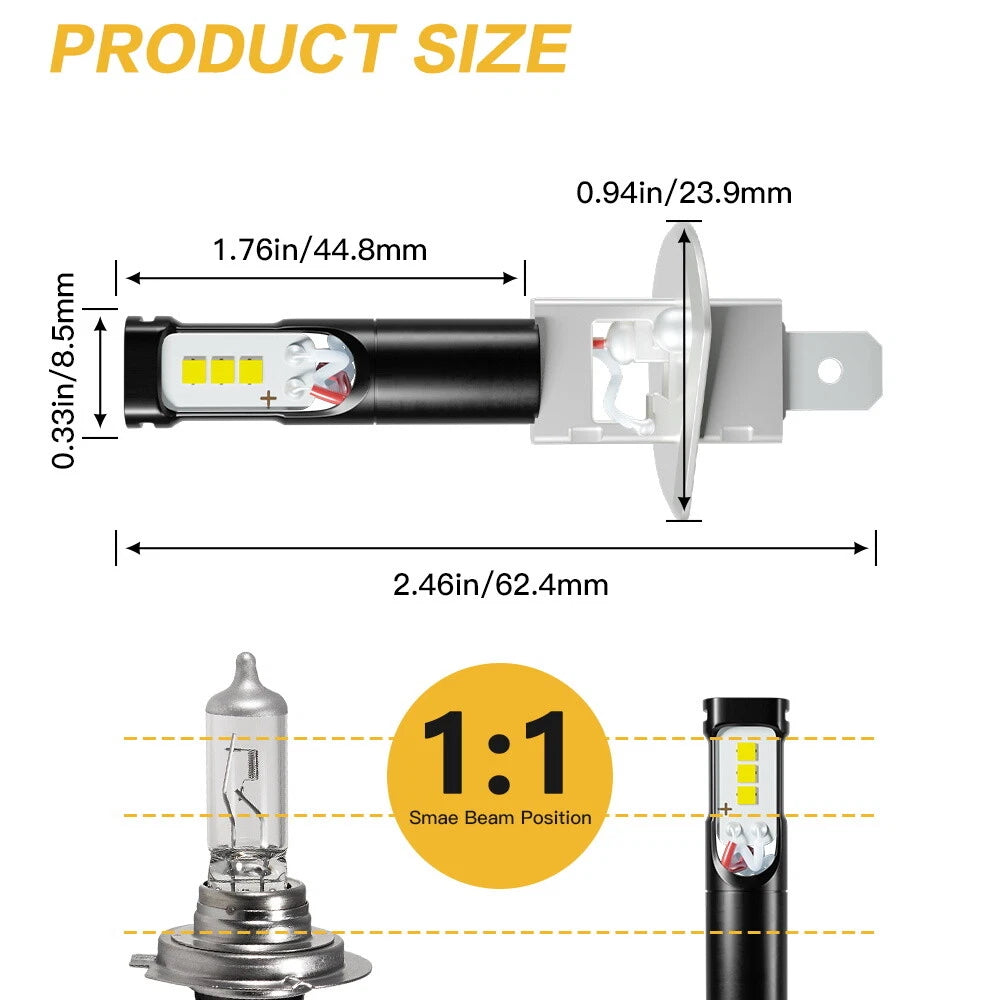 2X H1 LED Fog Light Bulbs for NOVSIGHT (6000K)