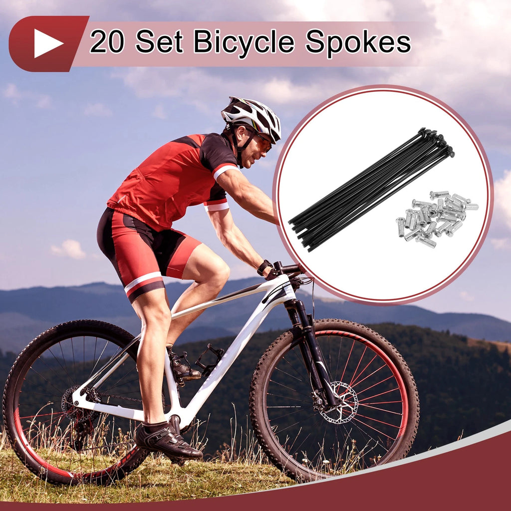 Bicycle Spokes 134 mm Carbon Steel Black Replacement Set for 12G (20)