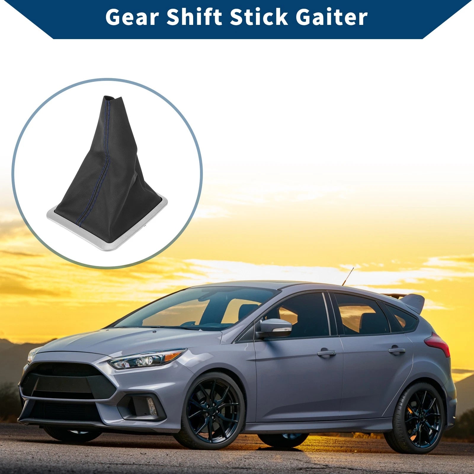 Gear Shift Gaiter Leather Black Blue for Ford Focus MK2 (2004–2012)