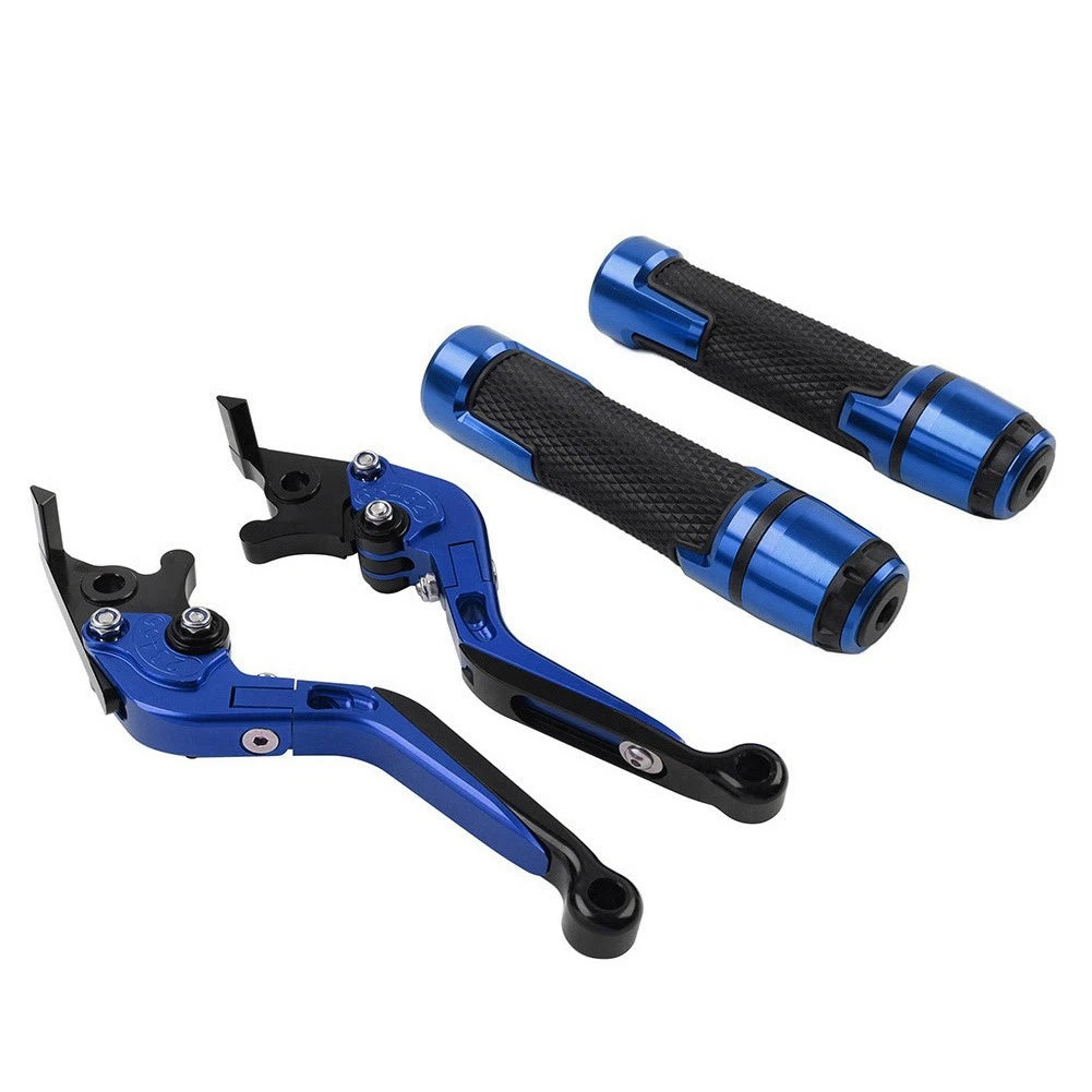 CNC Blue Extendable Brake Clutch Lever Handlebar Grip Set For Honda VFR1200/F