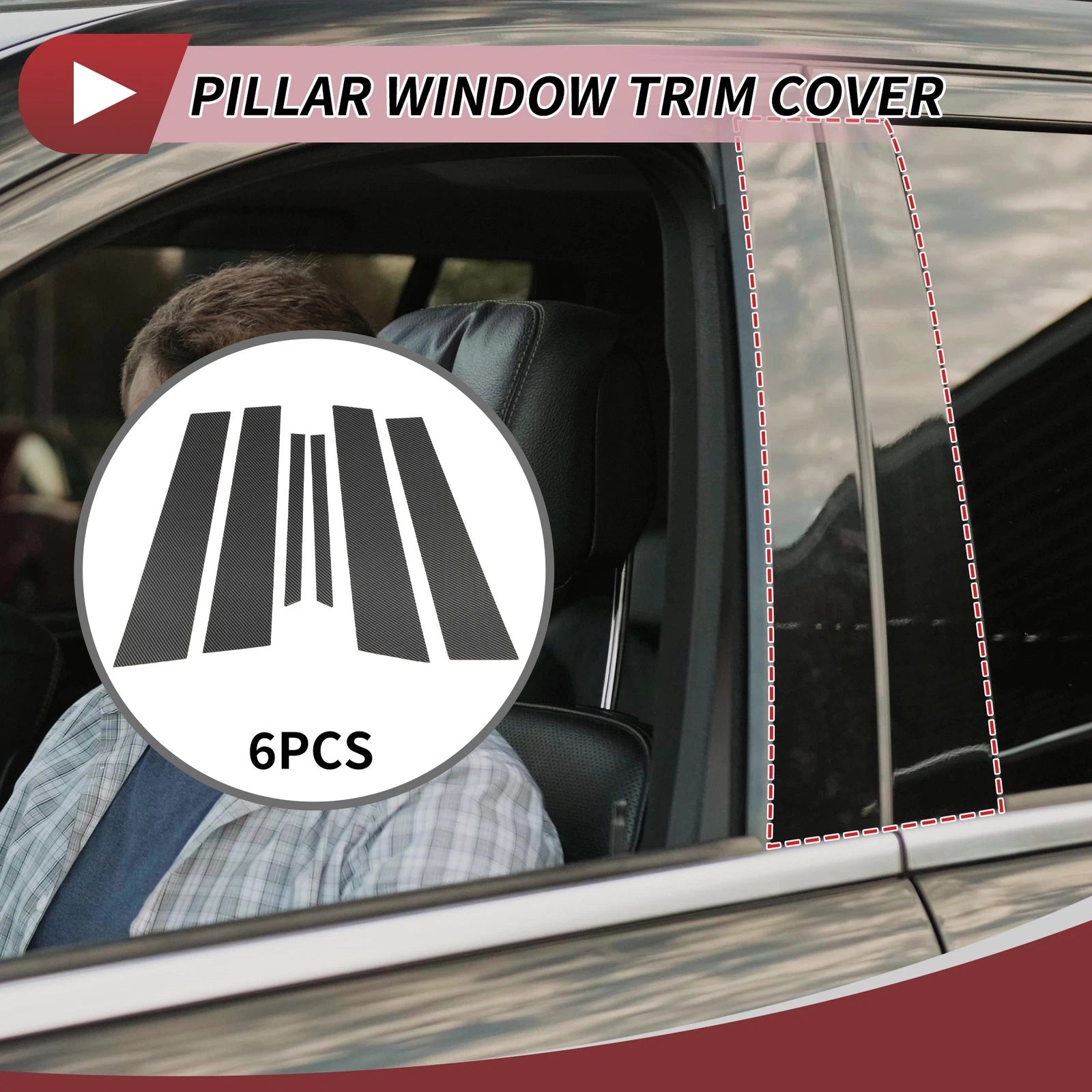 6 Pcs Door Pillar Window Trim Replacement for Mercedes E-Class (2010–2024)
