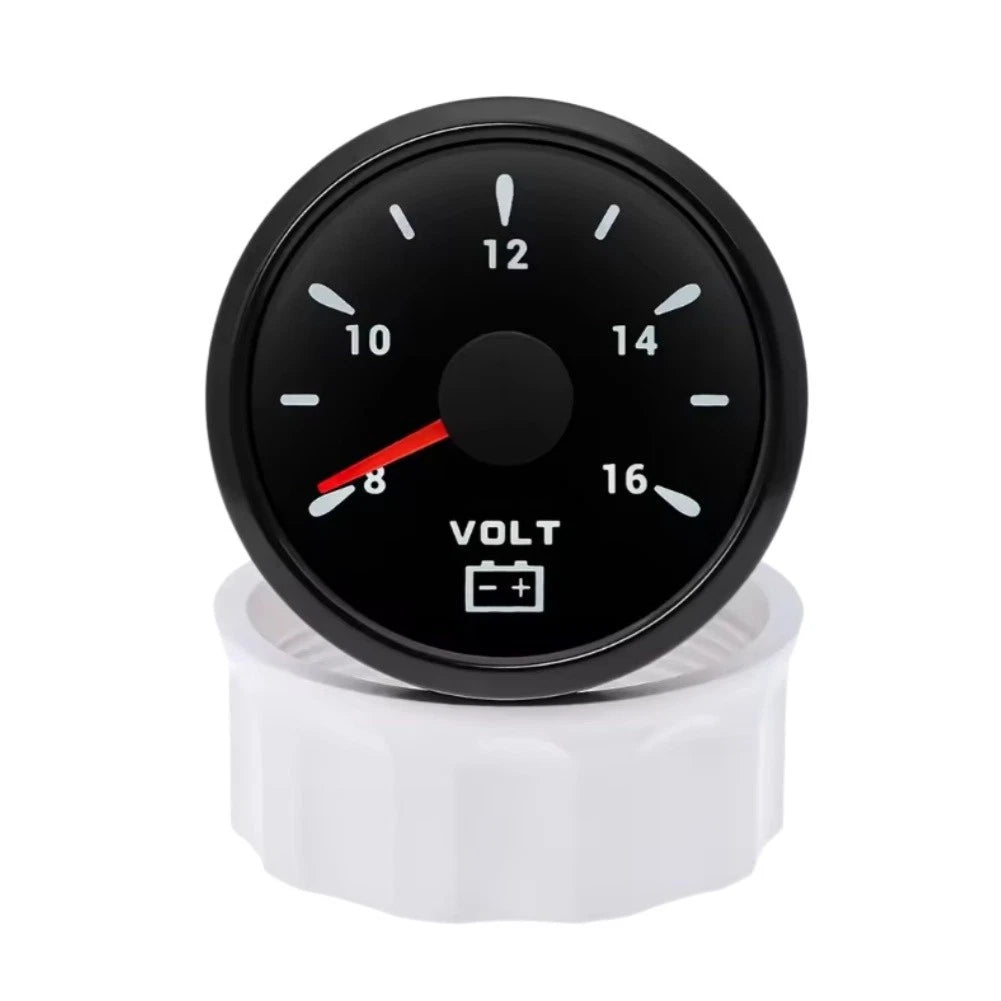 52mm Boat Voltmeter 8-16V Marine Grade IP67 Waterproof with 7 Color Backlight