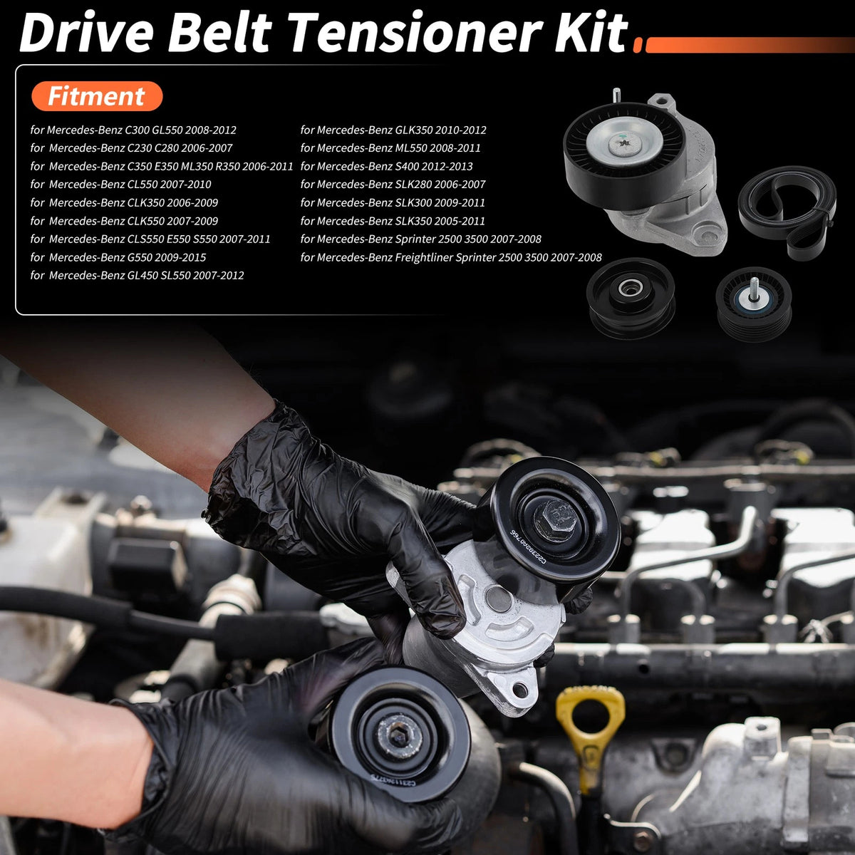 Drive Belt Tensioner Kit Set for Mercedes-Benz C300 GL550 (2008–2012)