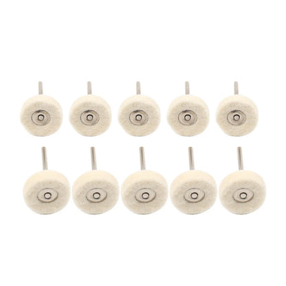 10pcs Wool Felt Polishing Buffing Wheel Discs for Rotary Tool (3mm Shank)