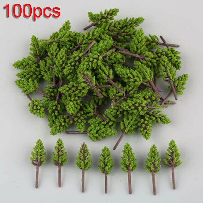100pcs Set of Green Pine Trees for N Z Scale Railway Layout