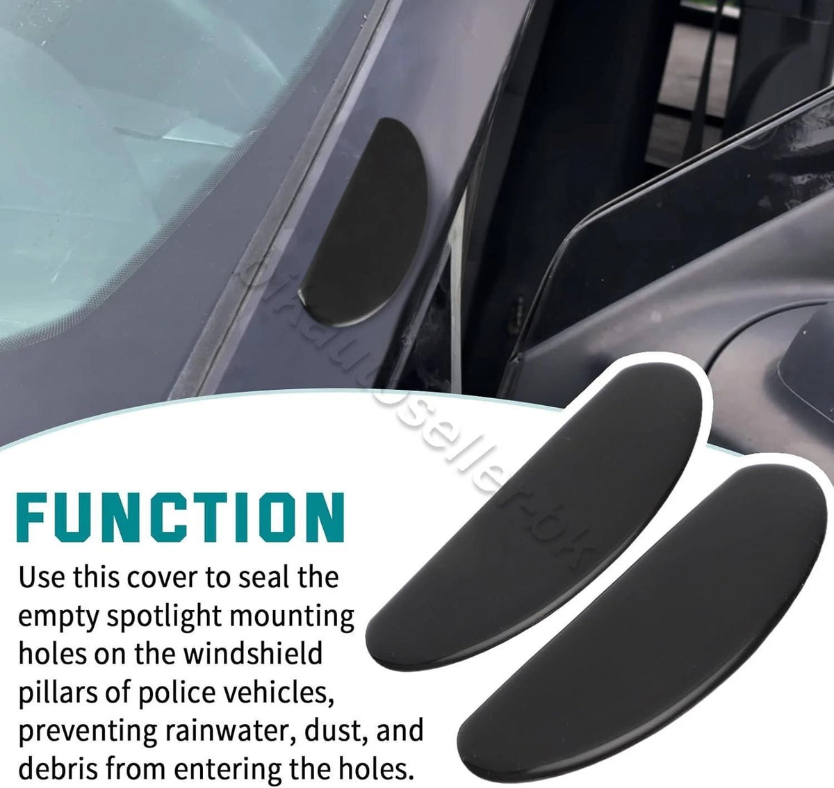 2X Windshield Post Spotlight Hole Patch Cover for Police Vehicle