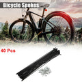Bicycle Spoke Kit 40 Pcs J Bend 218mm Steel Black with Nipples