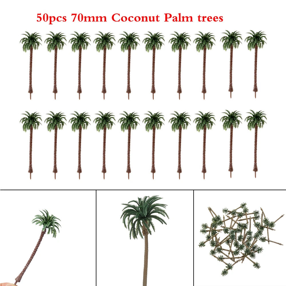 50pcs Coconut Palm Trees for Diorama Park Landscape Decoration
