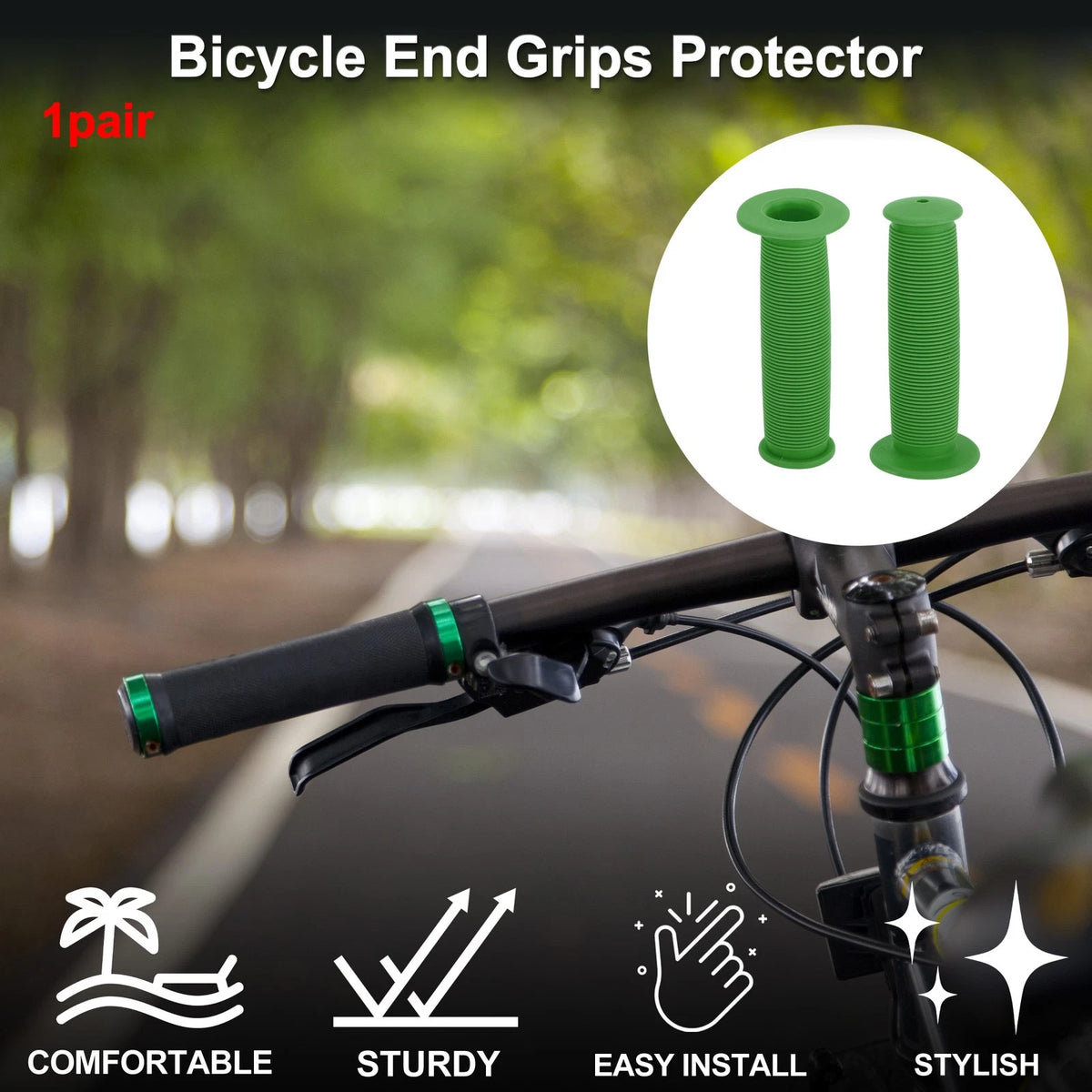 Bike Handlebar Grip Cover 110mm Non-Slip Cycling End Grip Protector 1Pair