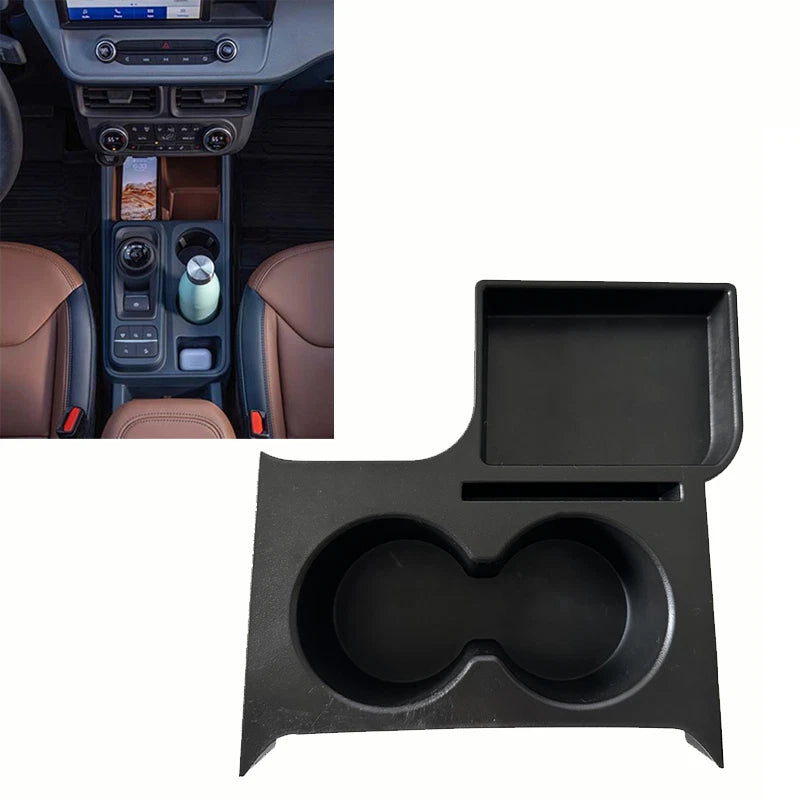 Front Seat Armrest Storage Box with Dual Cup Holder for Maverick 2022 2024 LHD