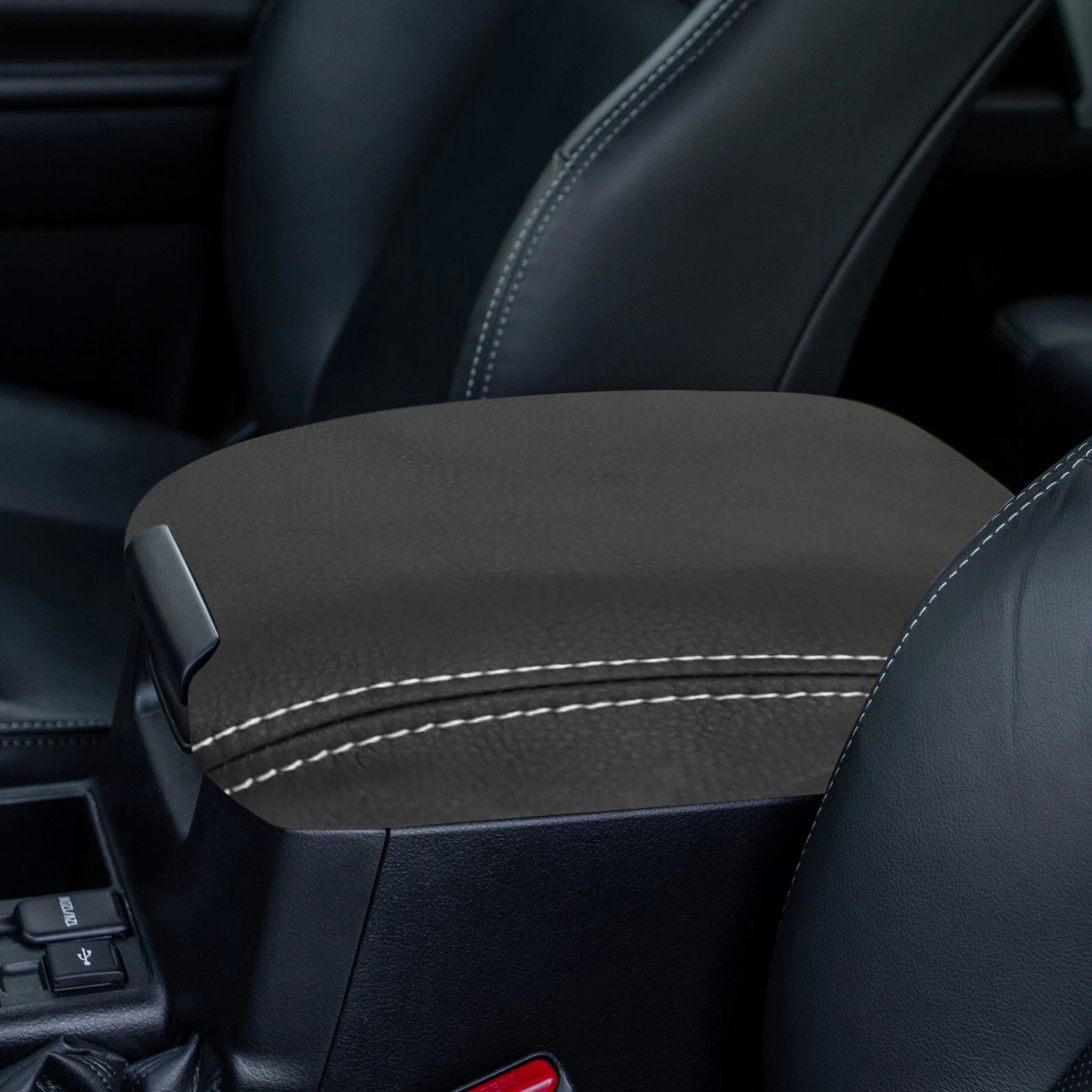 Center Console Cover for Toyota Prado 2010–2019 Armrest Pad Gray Stitches