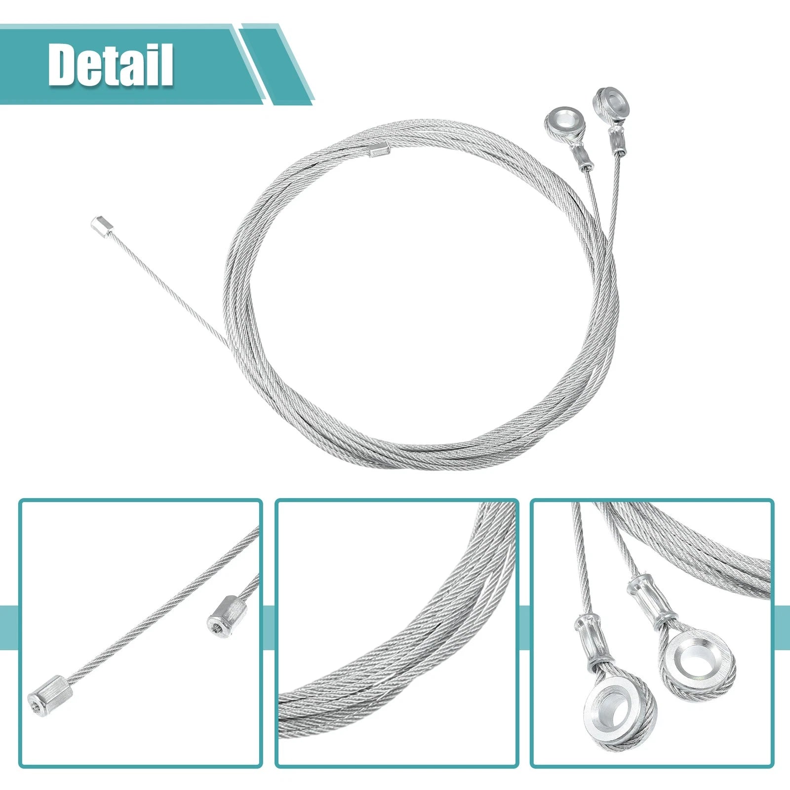 2X Rear Ramp Door Cable for Enclosed Trailer (Silver Tone)
