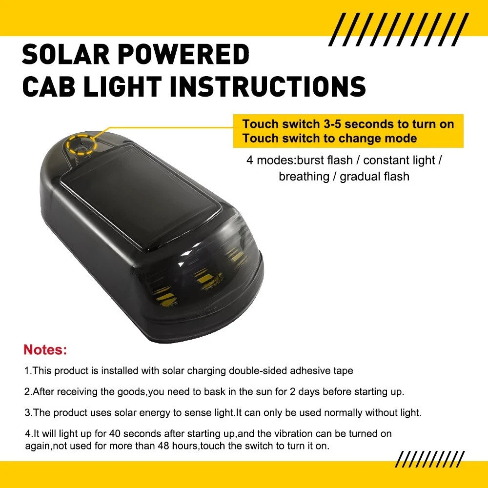 5Pcs Universal LED Solar Powered Cab Light Roof Lamp (6000K, Waterproof)