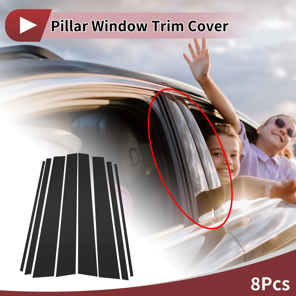 Door Pillar Window Trim Set Replacement for Toyota Prado (2003–2009) Black