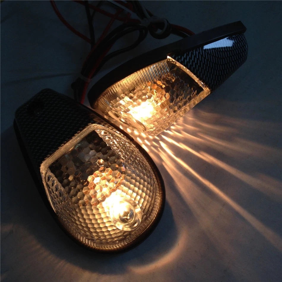Universal Motorcycle Turn Signals Blinker Light Carbon Clear Flush Mount