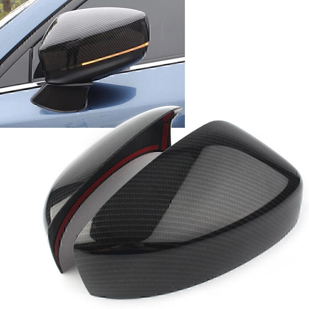 Pair Car Side Door Mirror Wing Trim Cover Carbon Fiber For Mazda CX-5 2017-2019