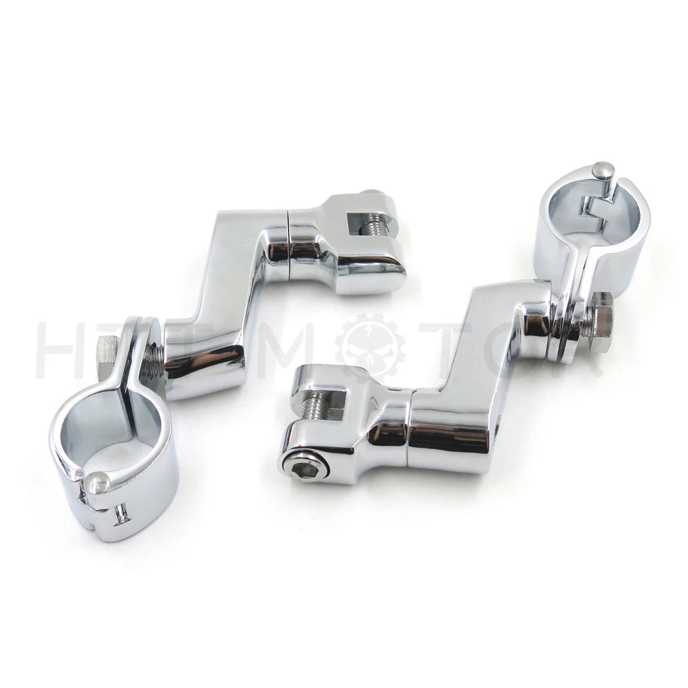 Offset Highway Foot Peg Mounts with 1" Clamps for Harley (Chrome)