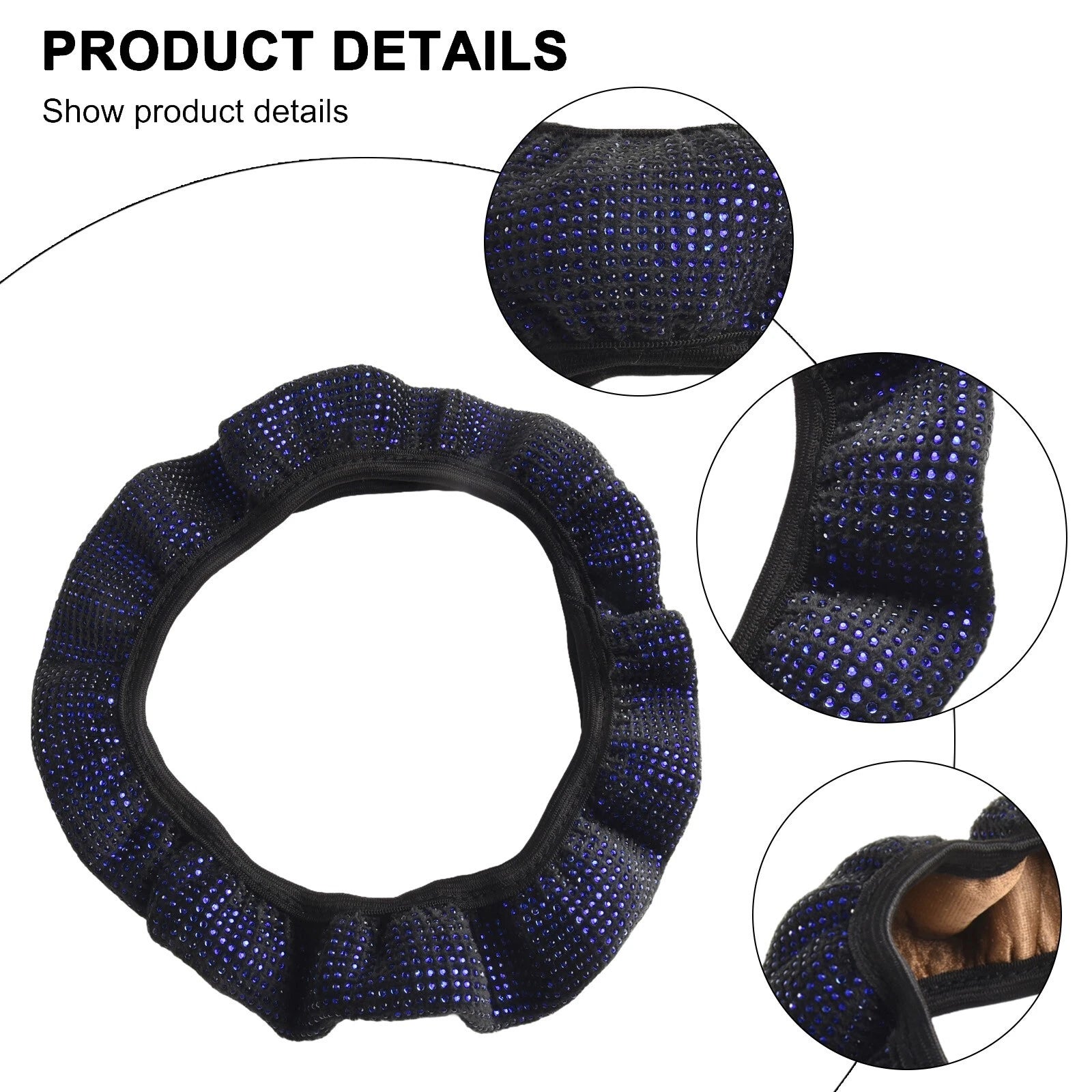 Steering Wheel Cover for Universal Fit (Plush, Rhinestone)