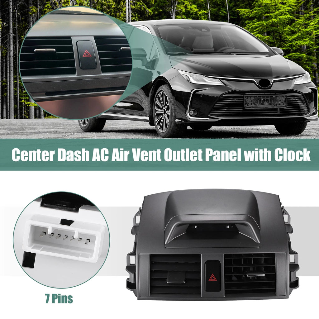 Center Dash AC Air Vent Outlet Panel with Clock for Toyota Corolla (2009–2013)