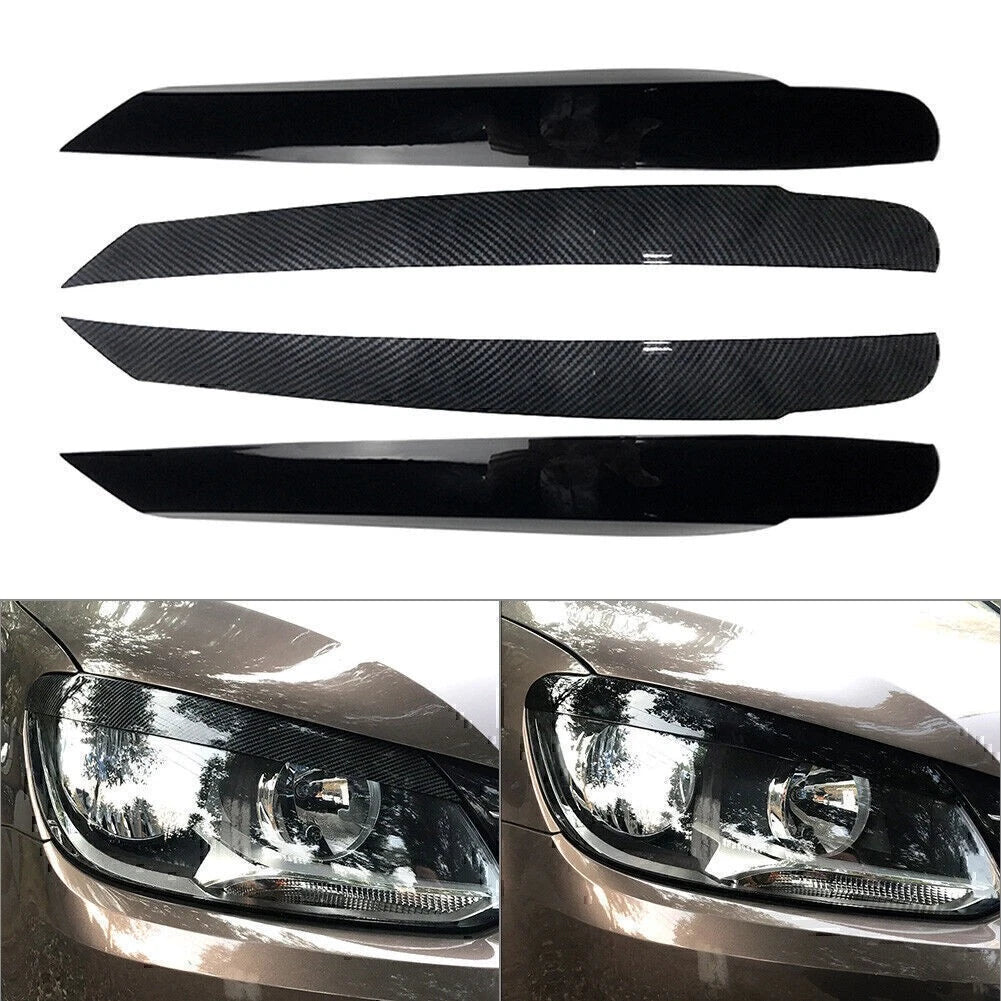 2x Glossy Black Front Headlight Eyelid Trim Cover For 2011-15 Volkswagen Touran