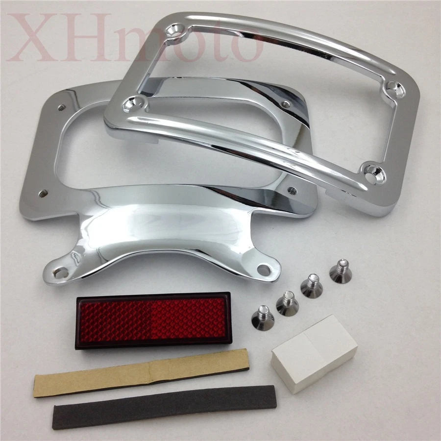 Chrome Laydown Curved License Plate Bracket for Harley Street Glide/Road Glide (2014–2023)