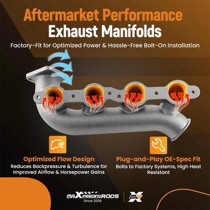 2.5" Turbo Exhaust Manifold for Chevy Silverado 1500 (1999–2013) 1500 HD (2001–2006)