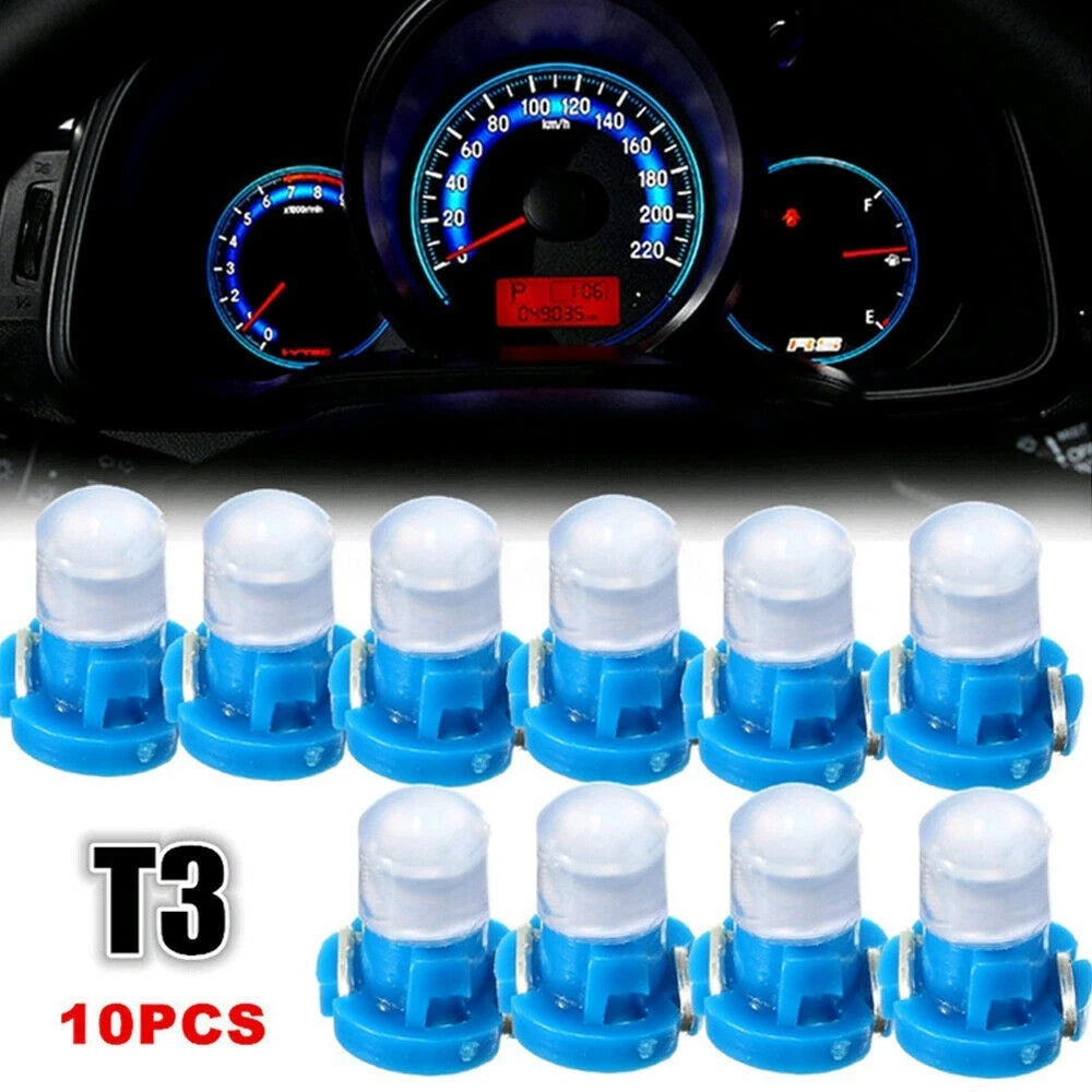 10x Blue T3 Neo Wedge LED Bulbs for Car Instrument Panel (Universal)