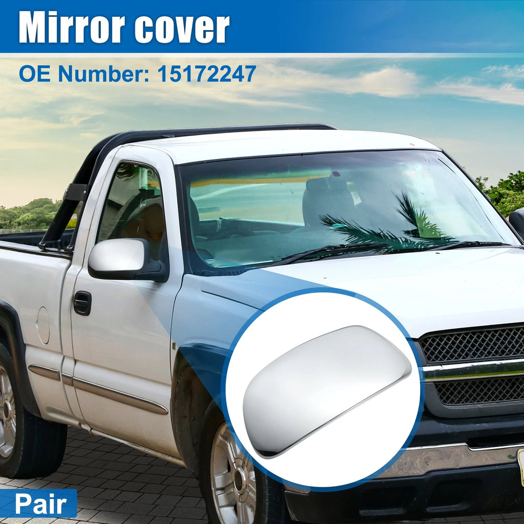 Mirror Covers Chrome Plated Overlay Replacement for Silverado Sierra (2014–2021)